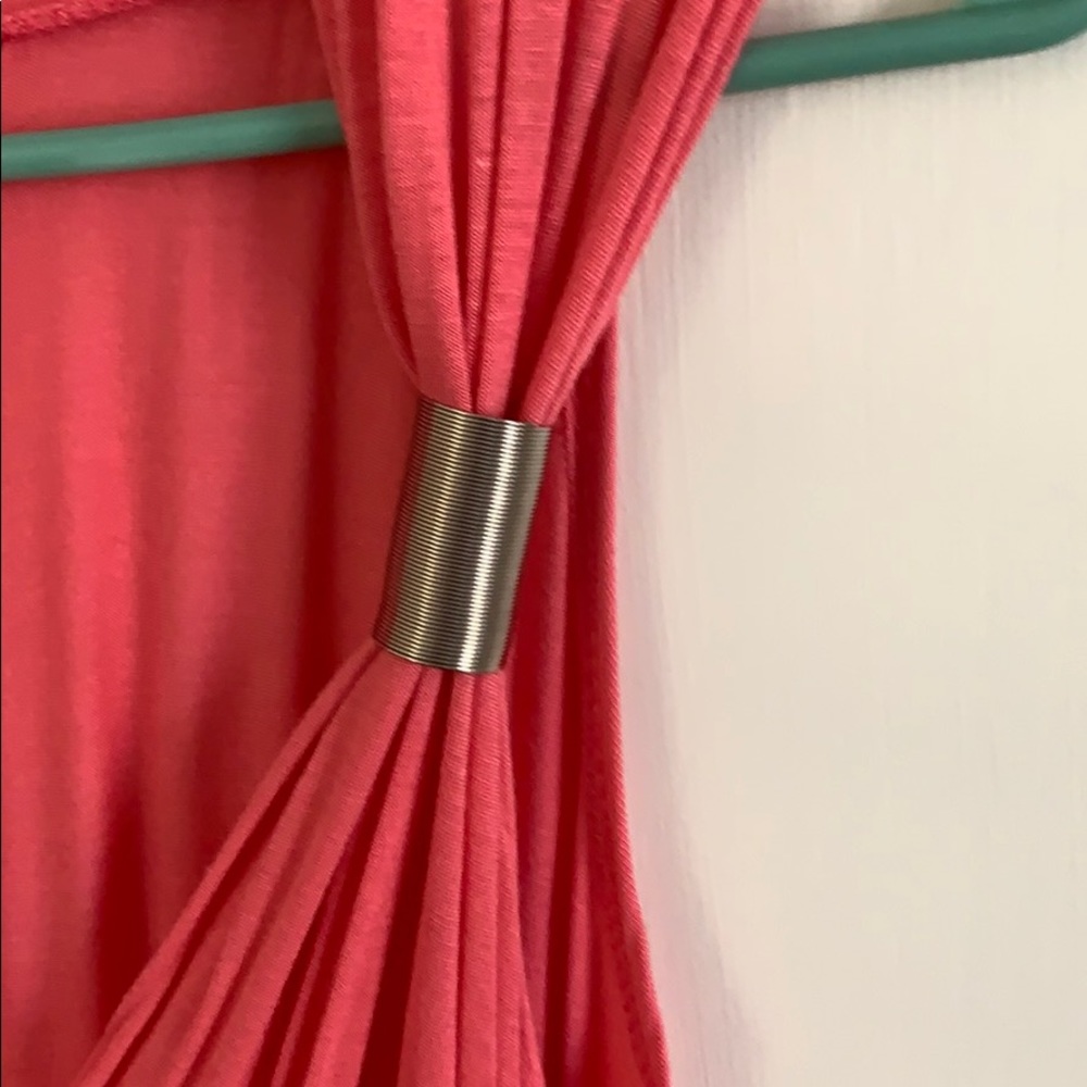 Beautiful Coral Colored Sleeveless Long Dress - Picture 4 of 5